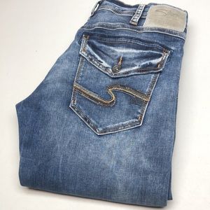 LIKE NEW VINTAGE SILVER ZAC BOOTCUT JEANS 36x34 😎
